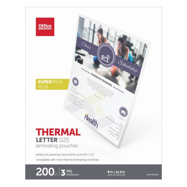 Office Depot Thermal Laminating Pouches (200 ct)(8-1/2" x 11) (letter)(clear)