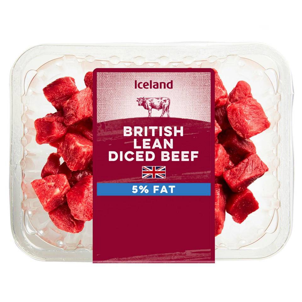Iceland British Lean Diced Beef 5% Fat 320g