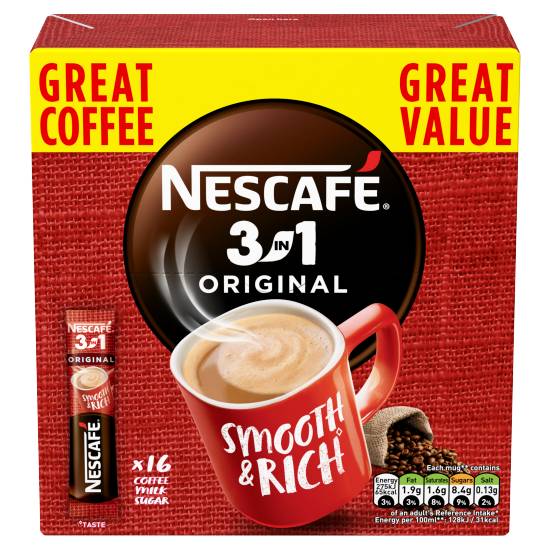 Nescafe 3in1 Instant Coffee 16 X 16g Sachets