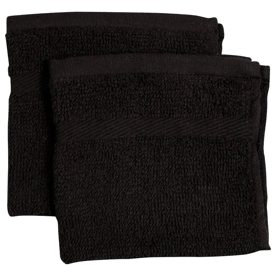Home Collection Cotton Wash Cloth, Black (2 ct)
