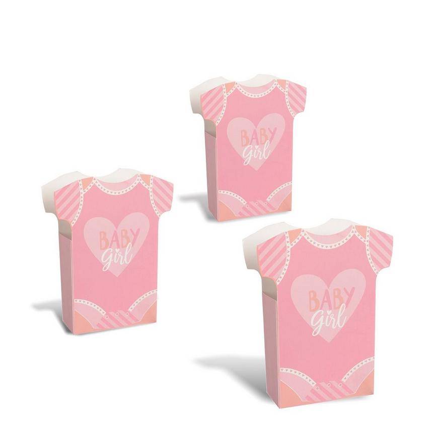 Party City Bodysuit Baby Girl Baby Shower Favor Boxes, Pink (24 ct)