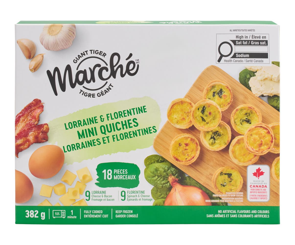 Giant Tiger Marché Lorraine and Florentine Mini Quiche (382 g, 18 ct)