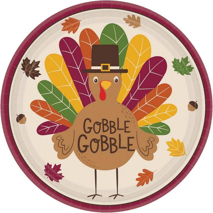 Amscan Thanksgiving Gobble Dinner Plates (18 ct)