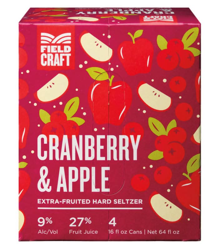Fieldcraft Extra Fruited Hard Seltzer, Cranberry-Apple (4 x 16 fl oz)