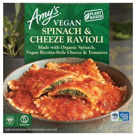 Amy's Plant-Based Vegan Dairy Free Spinach & Cheeze Ravioli