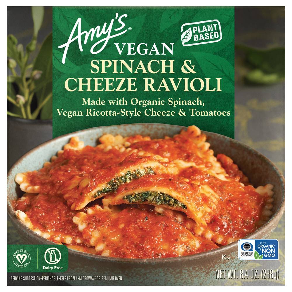 Amy's Plant-Based Vegan Dairy Free Spinach & Cheeze Ravioli (8.4 oz)