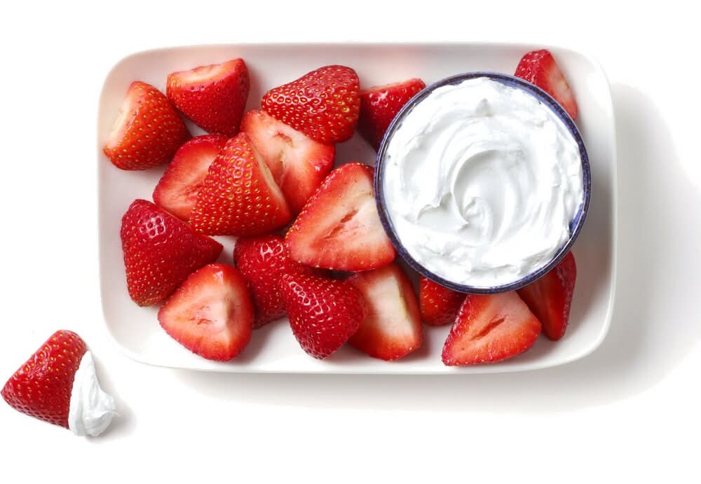Fresh Cut Strawberry And Whipped Topping Tray