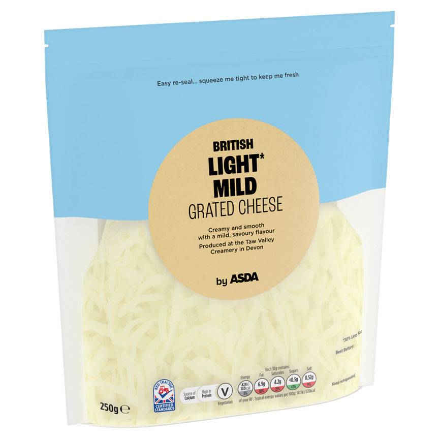 Asda 30% Less Fat Mild Grated British Cheese 250g