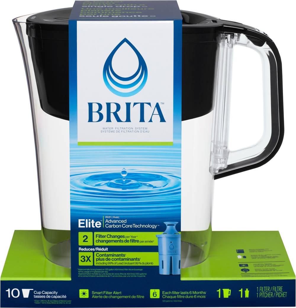 Brita 10 Cup Water Filter Pitcher With 1 Elite Filer