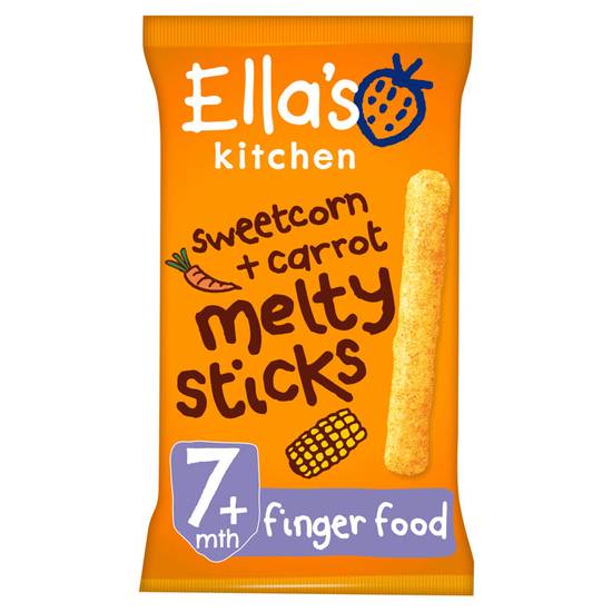 Ella's Kitchen Organic Sweetcorn and Carrot Melty Sticks Baby Snack 7+ Months