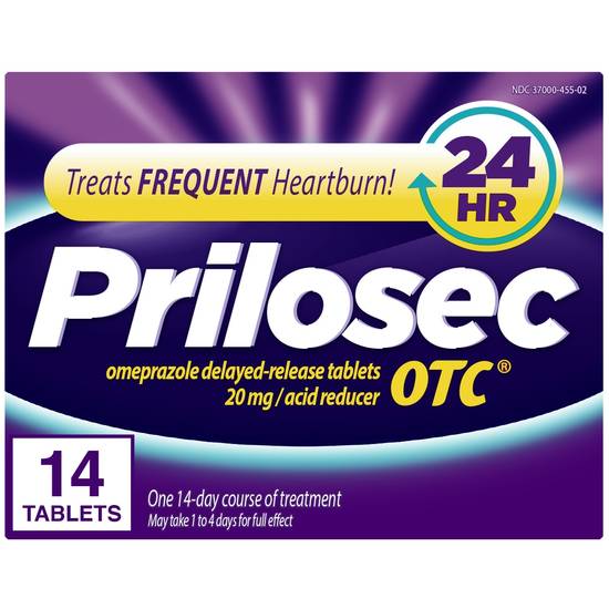 Prilosec OTC Frequent Heartburn Relief Medicine and Acid Reducer, 14 Tablets � Omeprazole Delayed-Release Tablets 20mg - Proton Pump Inhibitor
