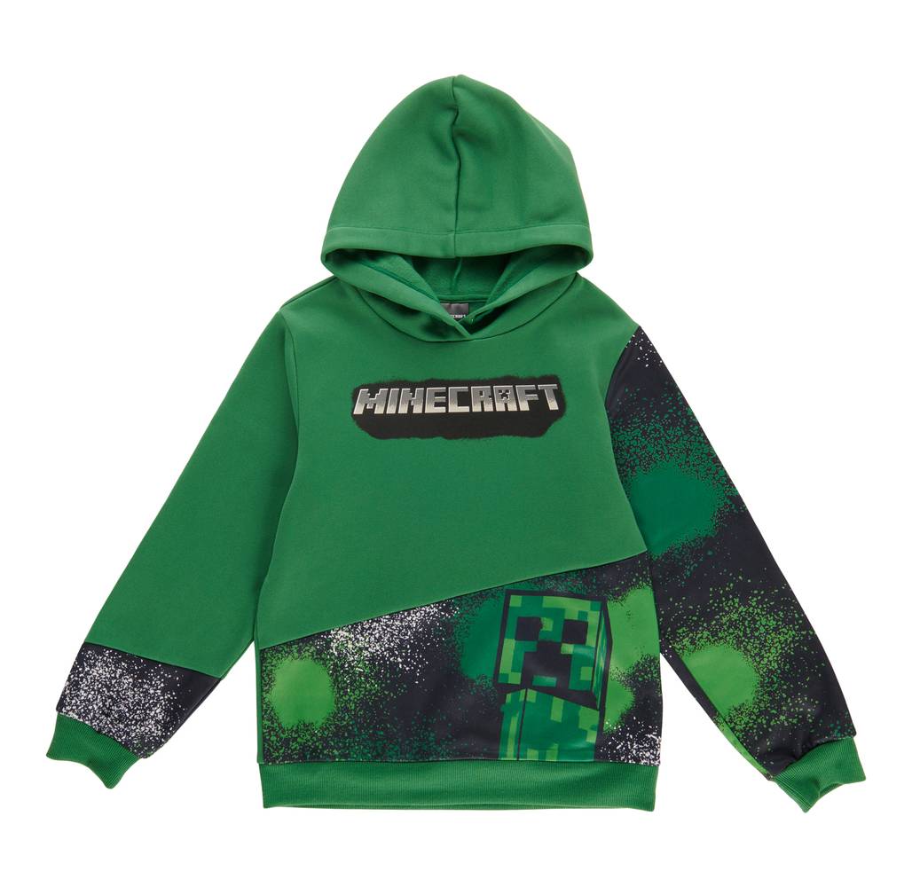 Chandail à capuchon en molleton sous licence Minecraft pour garçons (P(7-8), Imprime vert DK SC1) / Boy's Licensed Minecraft Fleece Hoodie (S(7-8), Dk Green SC1)