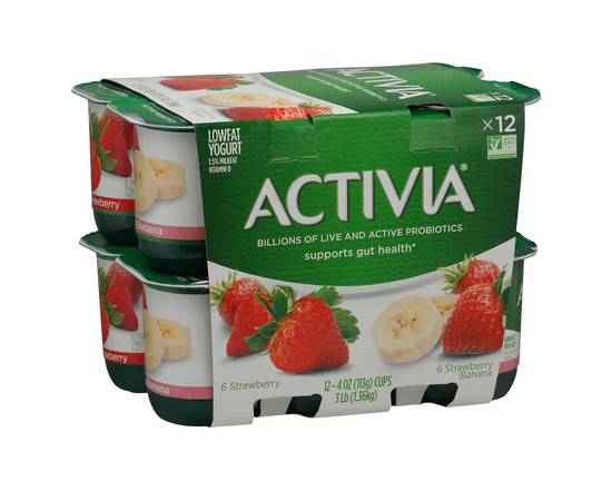 Activia · Banana & Strawberry Lowfat Yogurt (12 x 4 oz)