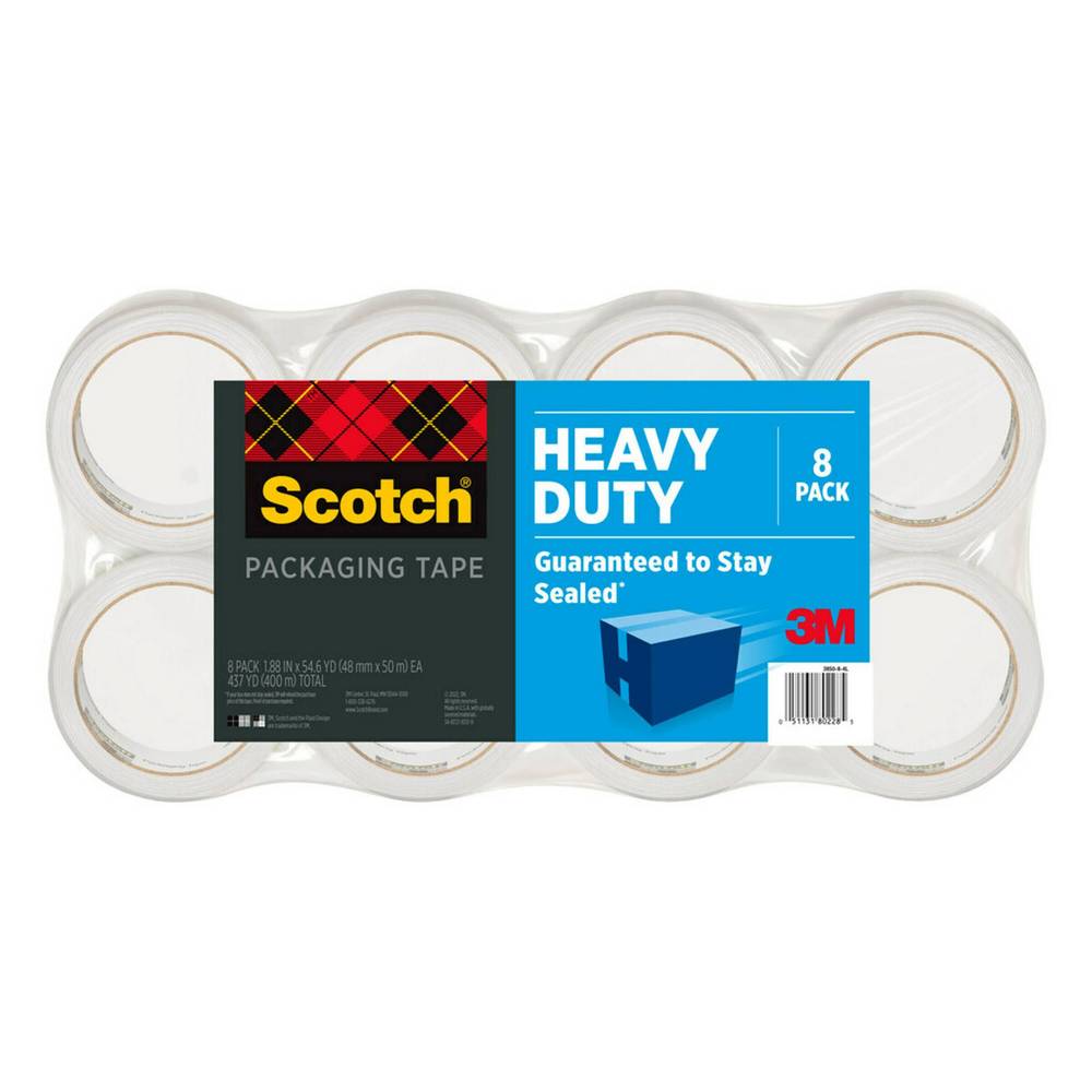 Scotch Heavy Duty Shipping Tape, 8-pack