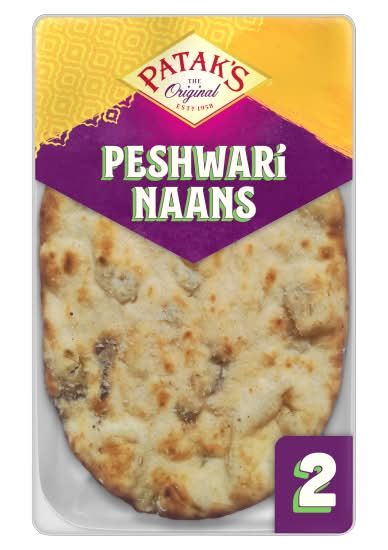 Patak's The Original Flame Baked Peshwari Naans (2 pack)