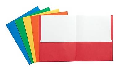 Staples Paper 2 Pocket Portfolio Folder, Assorted (10 ct)