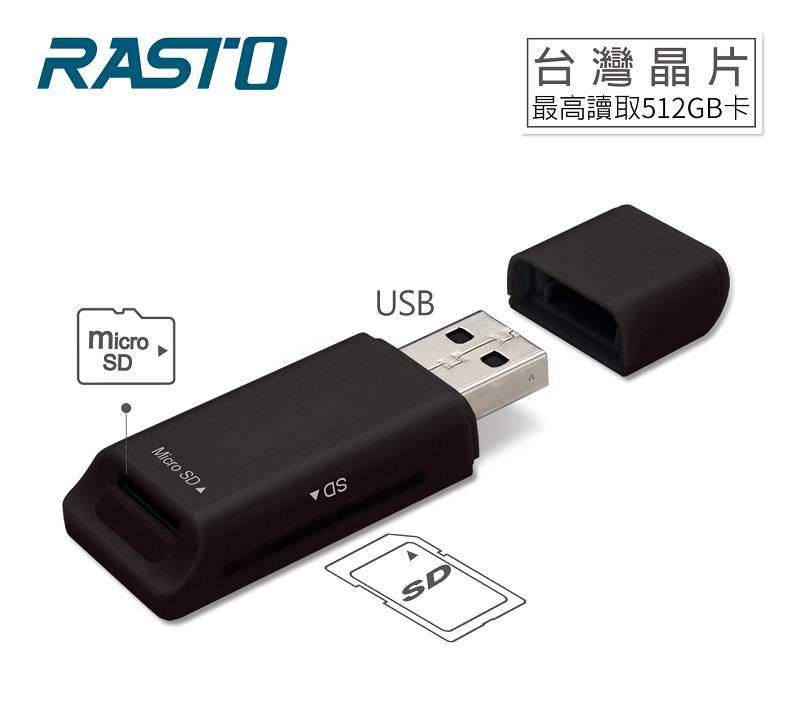 RASTO RT7 隨身型 USB 雙槽讀卡機 <1PC個 x 1 x 1PC個>