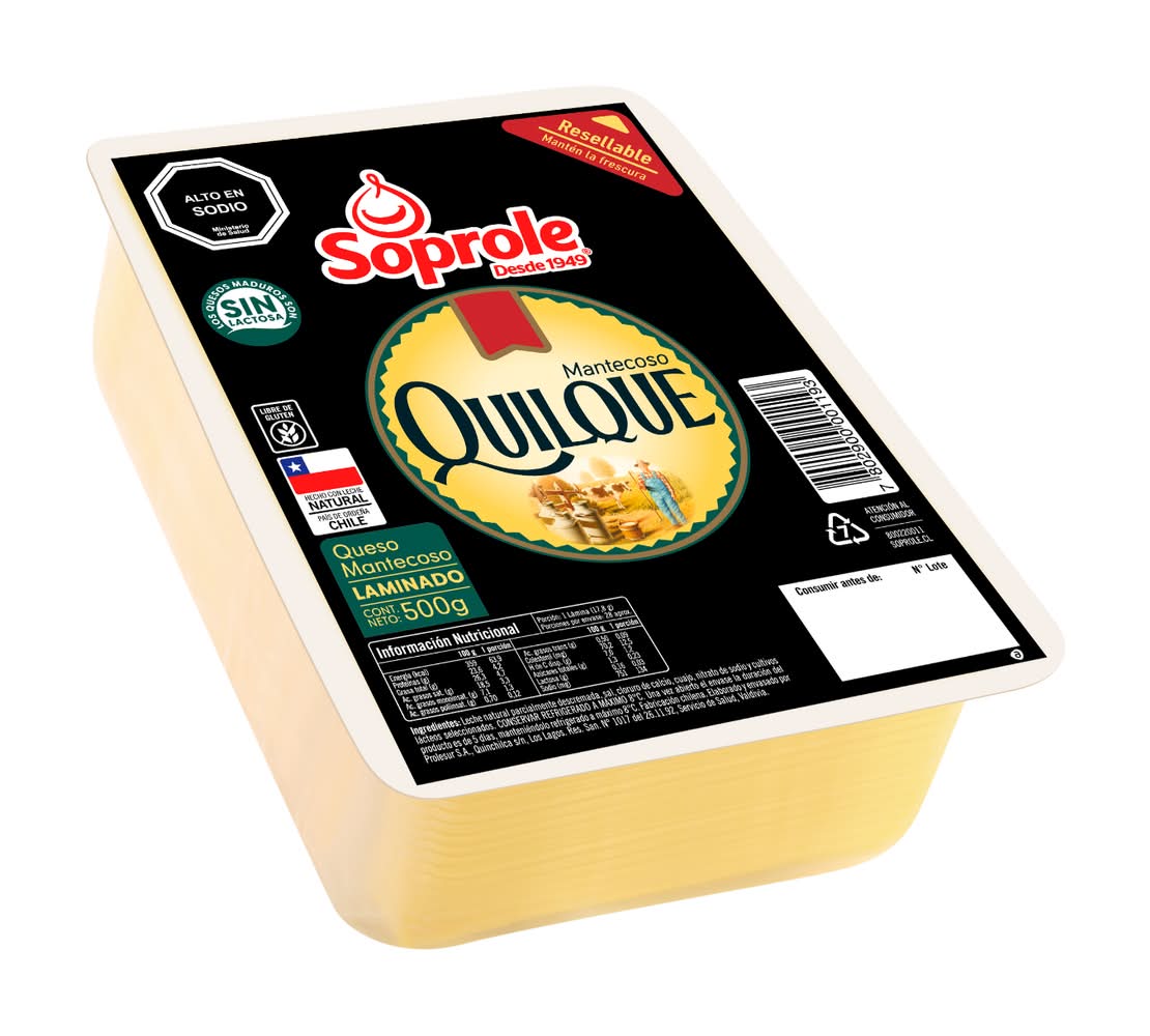 Soprole · Quilque queso mantecoso laminado sin lactosa (500 g)
