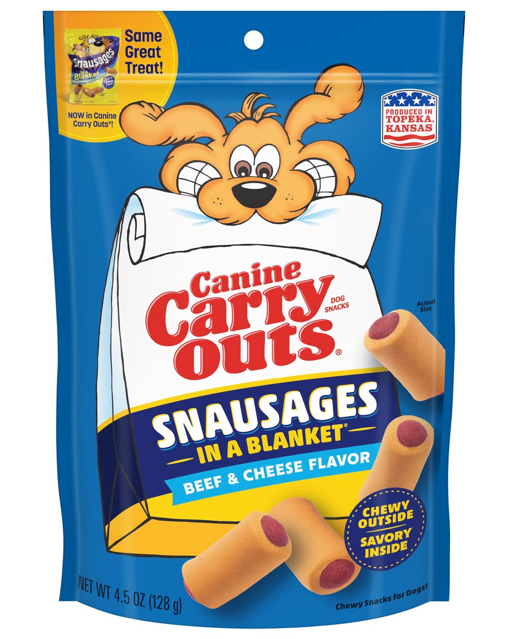 Canine Carry Outs Snausages in a Blanket Chewy Dog Treats,, Beef & Cheese (4.5 oz)