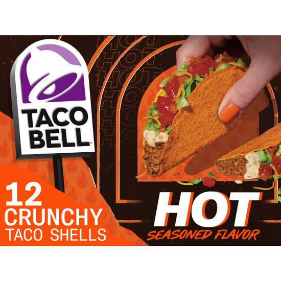 Taco Bell Hot Crunchy Seasoned Flavor Taco Shells, 12 Ct Box