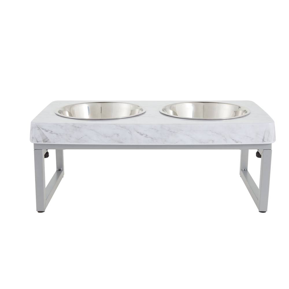 Top Paw® White Marble Folding Legs Elevated Dog Feeder, 3.5-cup (Color: White, Size: 3.5 Cup)