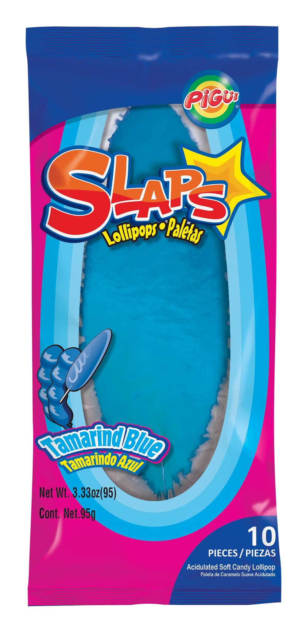 Pigui® Slaps Lollipops 10-Count - Tamarind Blue