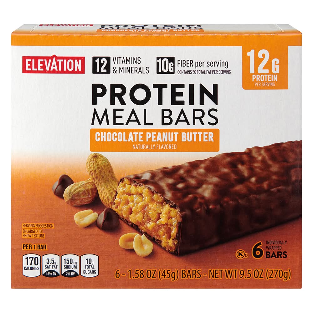Elevation Protein Meal Bars, Chocolate Peanut Butter (6 x 1.58 oz)