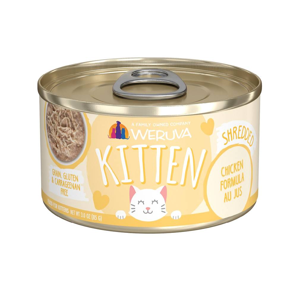 Weruva Kitten Wet Cat Food - 3 oz, Shreds in Au Jus (Flavor: Chicken, Size: 3 Oz)