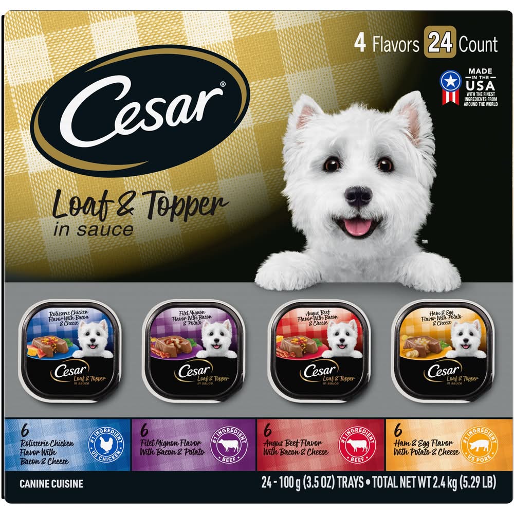 Cesar® Classics Adult Wet Dog Food - Loaf & Topper, 24 Count (Size: 3.5 Oz)