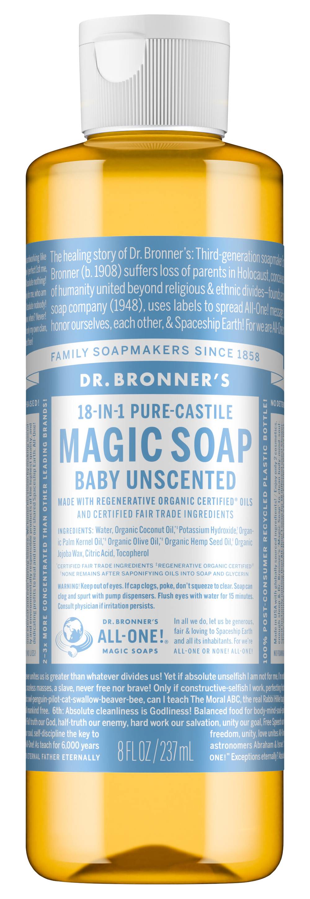 Dr. Bronner's 18-In-1 Hemp Baby Unscented Pure Castile Soap (0.7 lbs)