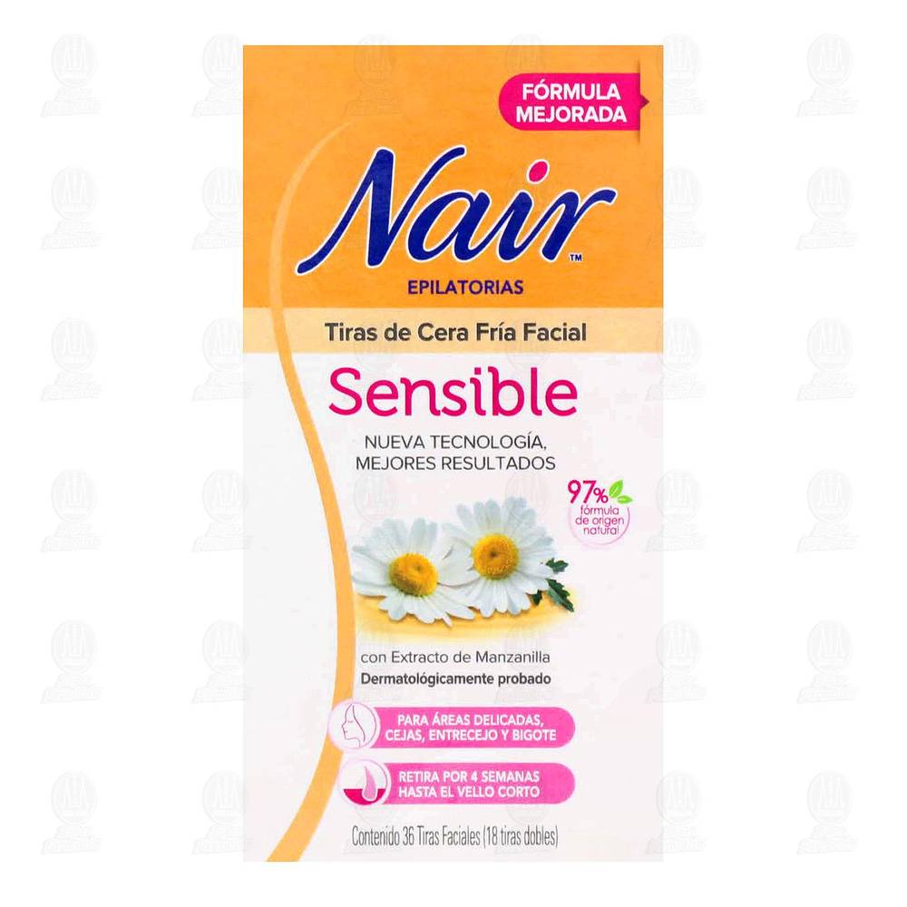 Nair · Tira depiladora facial con cera fría (18 un)