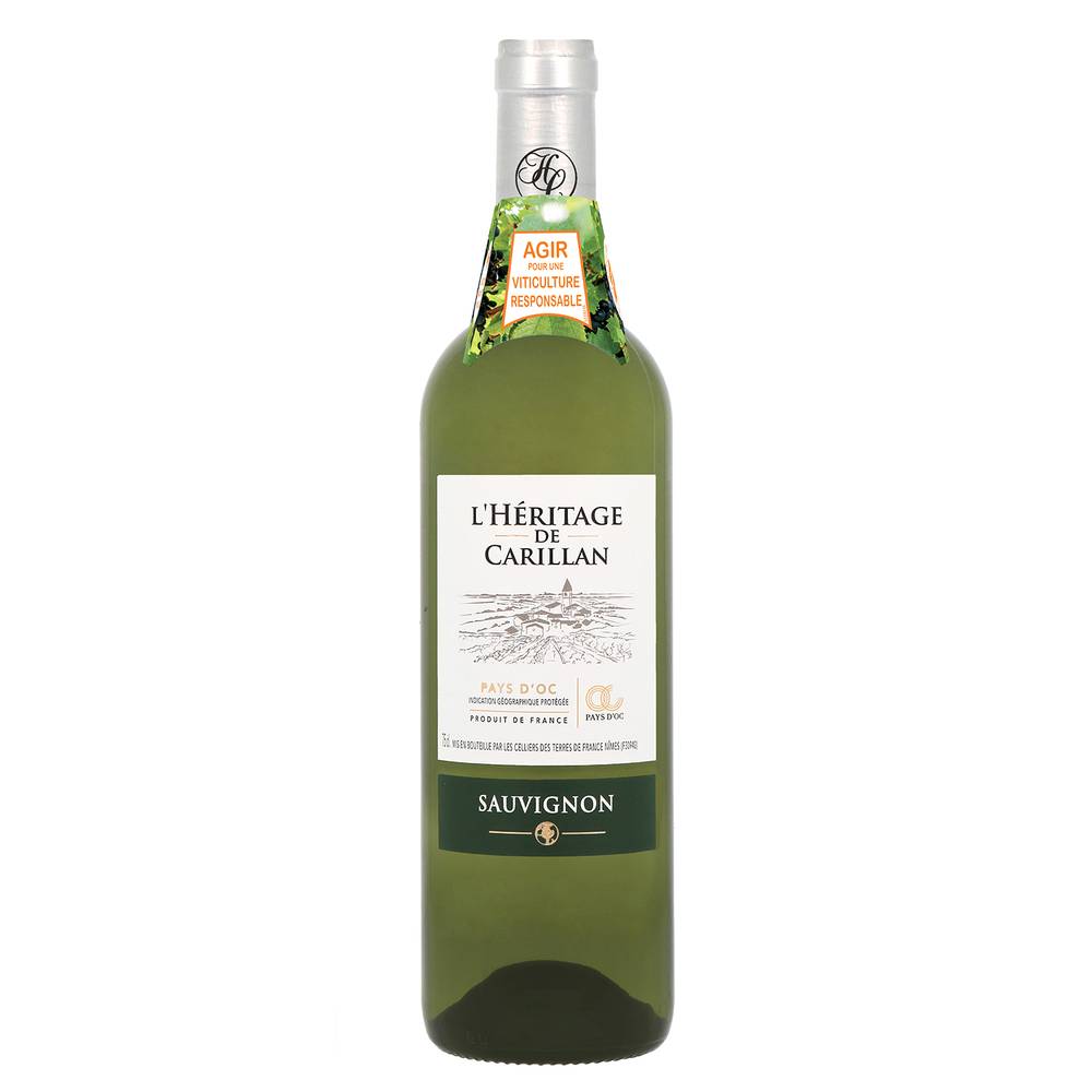L'héritage de Carillan - Vin blanc Languedoc Roussillon IGP pays d'oc domestique (750 ml)