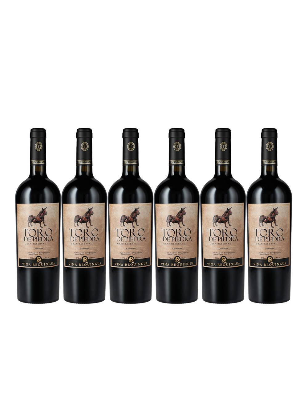 Viña requingua pack toro de piedra carmenere gran reserva (6 pack, 750 ml)