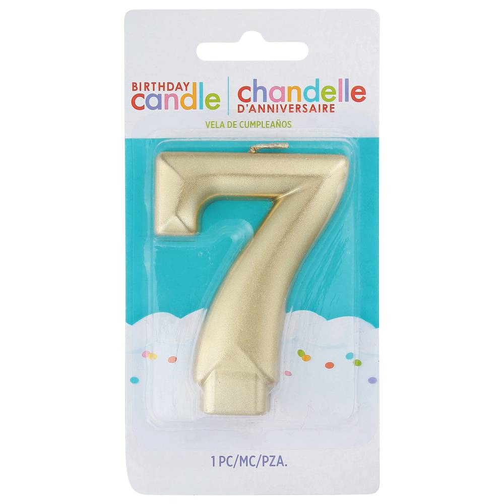 Amscan Numeral #7 Metallic Candle - Gold (unit)