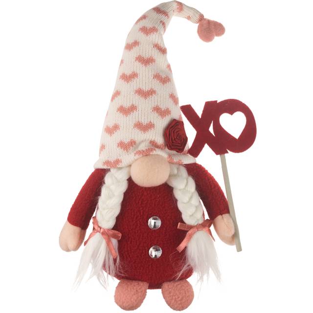 Red & Pink Valentine's Tabletop Gnome Holding XO