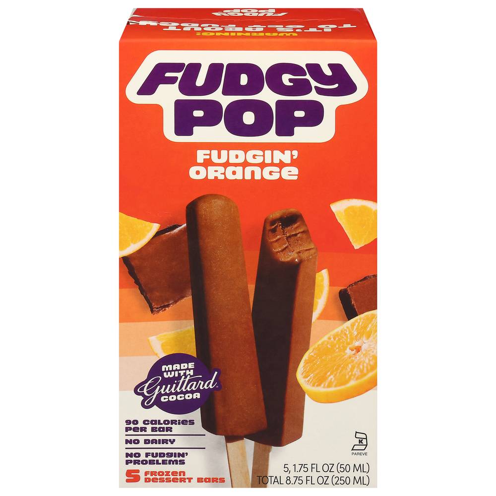 Fudgy pop Fudgin Frozen Dessert Bars, Orange (5 x 1.75 fl oz)