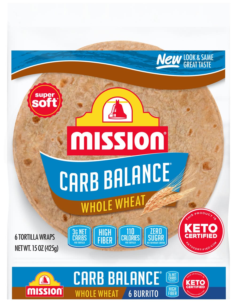 Mission Carb Balance Super Soft Whole Wheat Burrito Tortilla Wraps (15 oz, 6 ct)