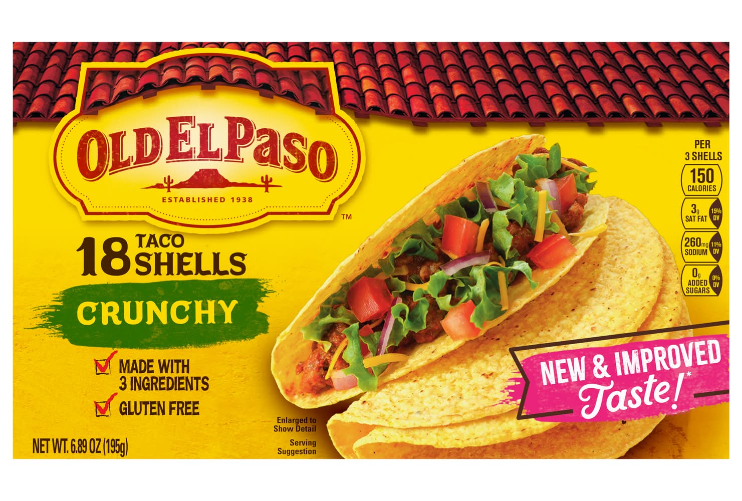 Old El Paso Gluten Free Crunchy Taco Shells (0.3 oz, 18 ct)