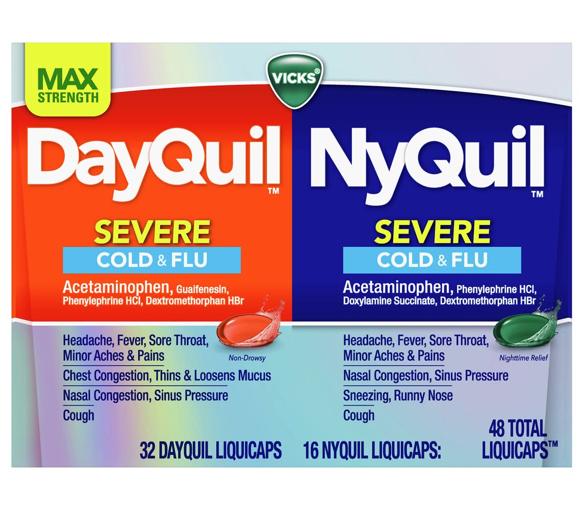 Vicks Dayquil & Nyquil Max Strength Severe Cold & Flu Liquicaps (48 ct)
