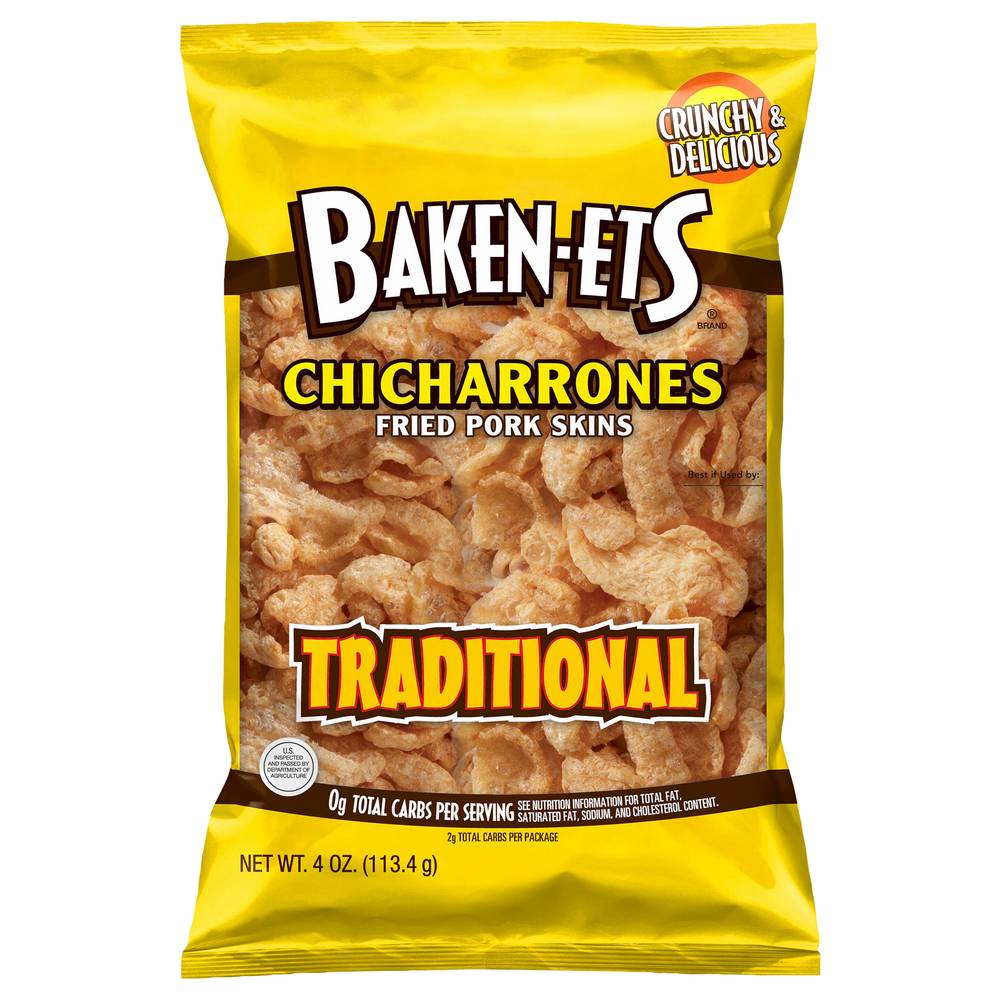 Baken-Ets Chicharrones Fried Pork Skins, Traditional (4 oz)