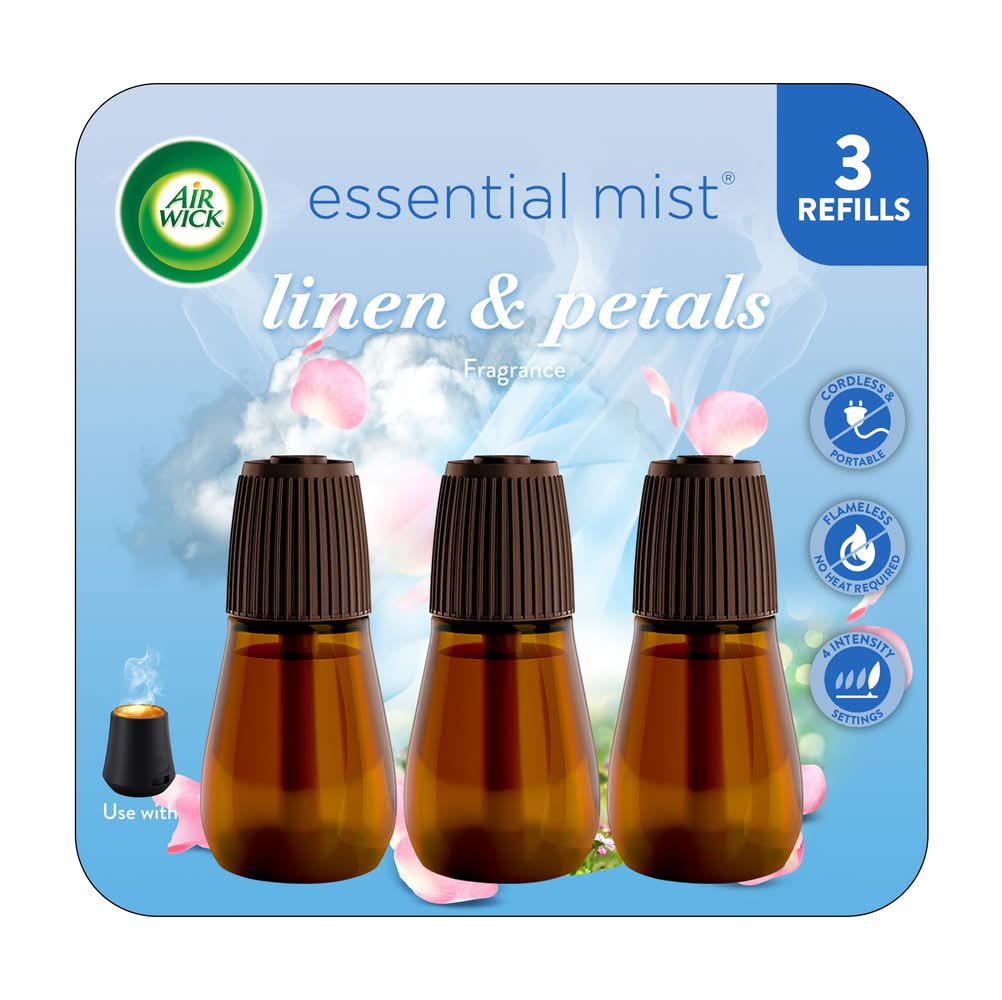 Air Wick Essential Mist 0.67 -fl oz Linen and Petals Refill Air Freshener 3 -Pack