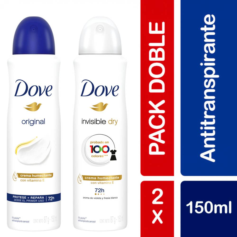 Dove desodorante en aerosol invisible dry (2unid)