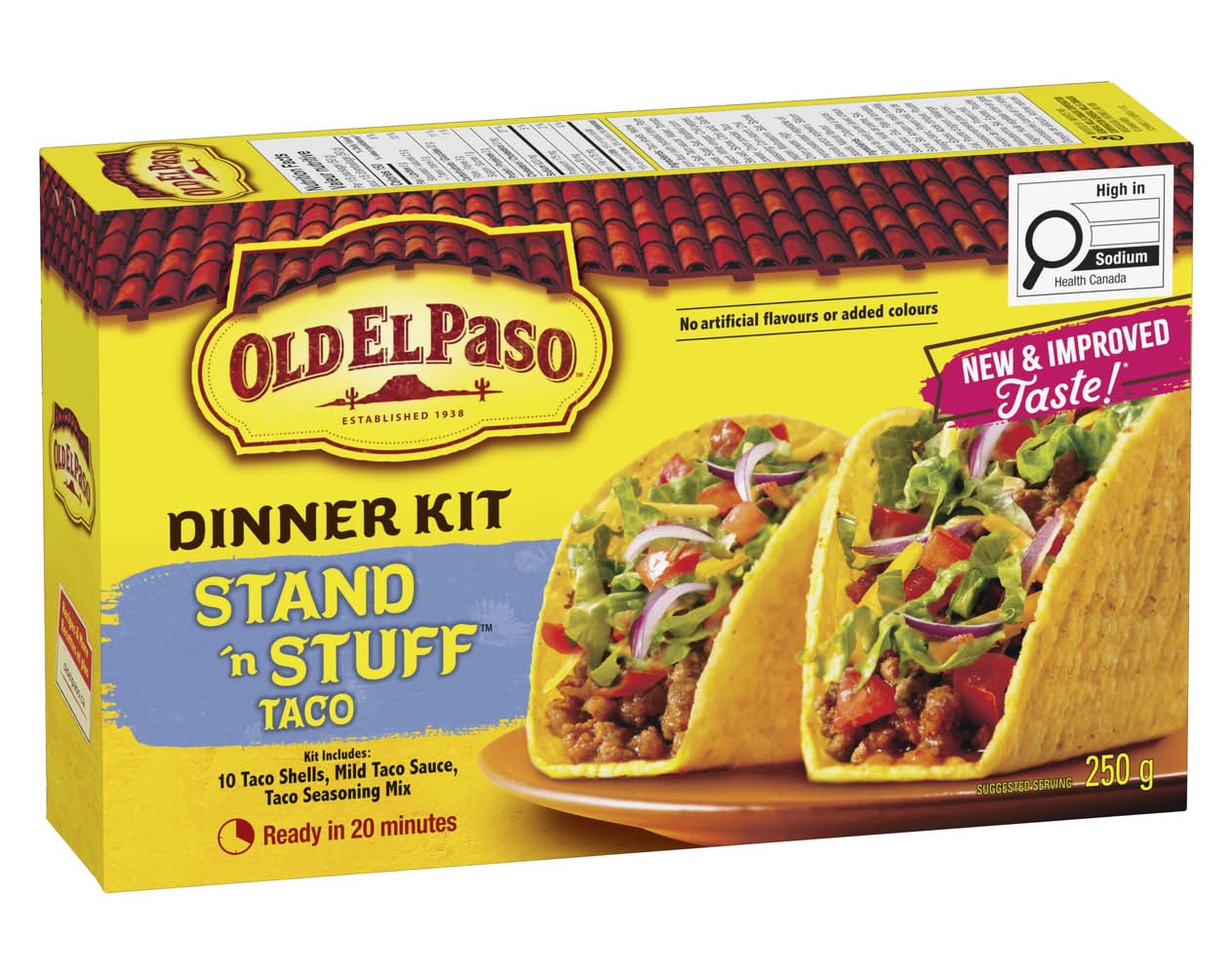 Old el paso stand 'n stuff ensemble à tacos tout plat (10 unités) - old el paso stand ''n stuff taco dinner kit (250 mg, 10 ct)