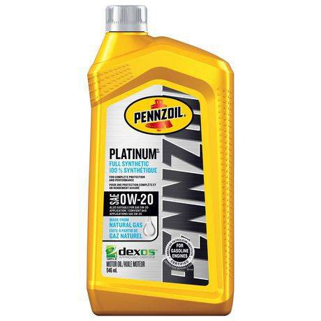Pennzoil platinum huile à moteur 100% synthétique platinum, sae 0w-20 (946ml) - sae 0w-20 full synthetic motor oil (946ml)