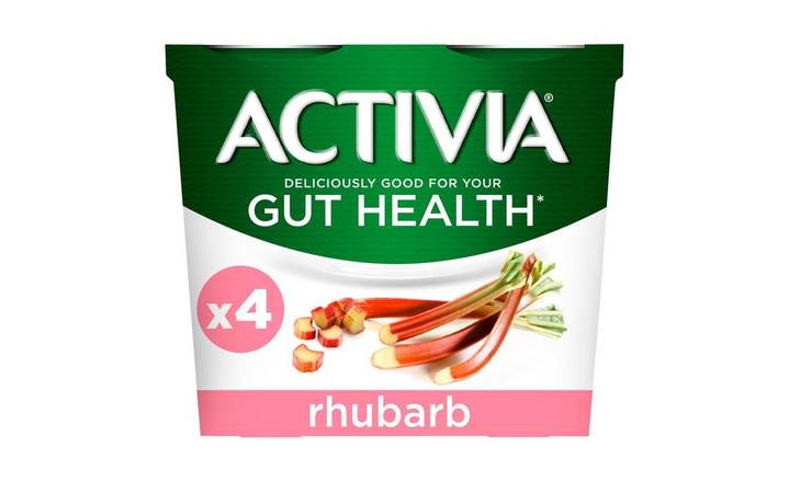 Activia Rhubarb Gut Health Yogurt 4 x 115g (402095) 