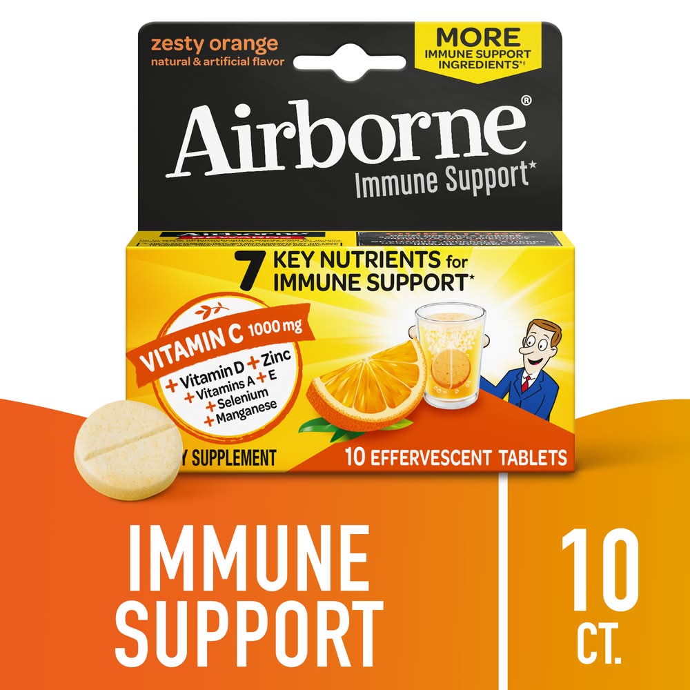 Airborne Original Zesty Orange Vitamin C Immune Effervescent Tablets (9.2 oz, 10 ct)