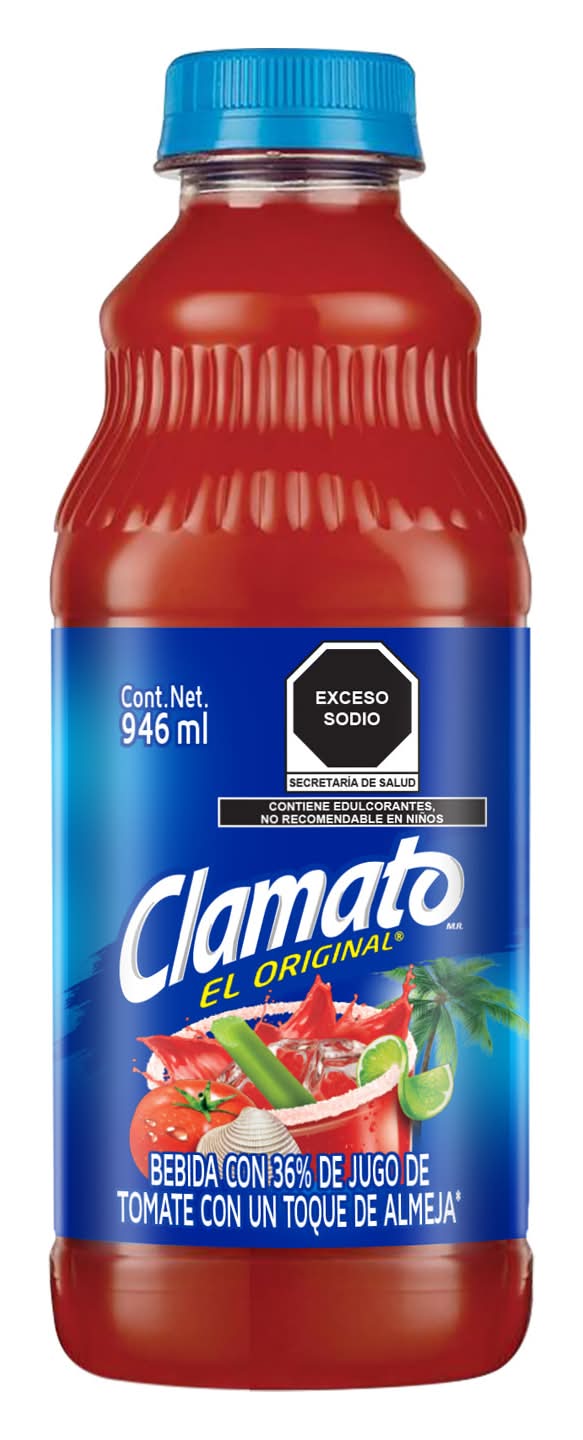 Clamato · Bebida con jugo de tomate con toque de almeja (946 ml)