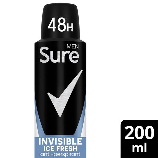 Sure Men Anti Perspirant Deodorant Aerosol Invisible Ice Fresh 200ml