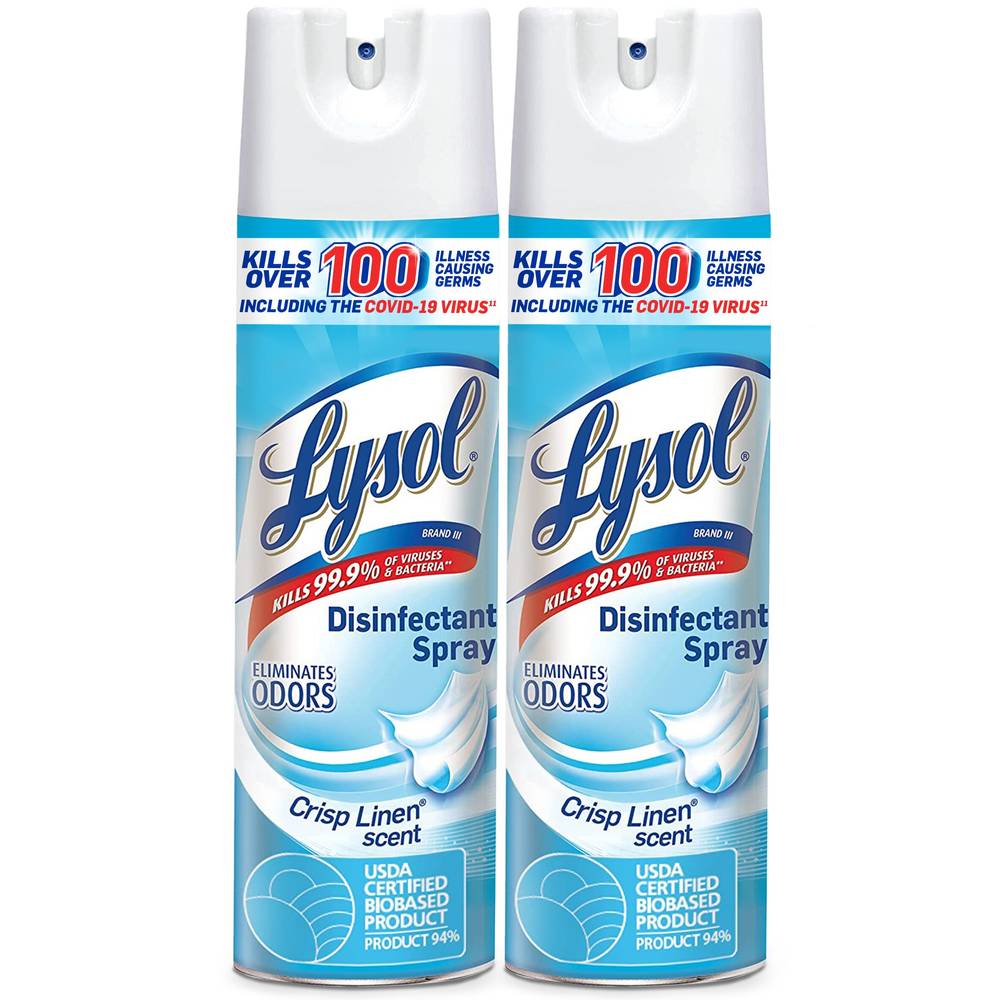 Lysol Disinfectant Spray Value Pack, Crisp Linen Scent, 2 Ct, 19 Oz