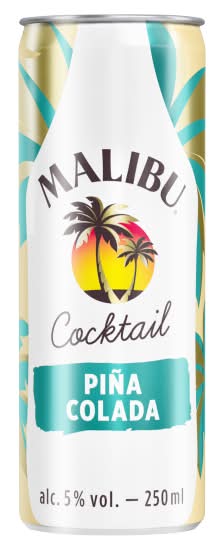 Malibu Coconut-Pineapple, Pre-Mixed Piña Colada Rum Drink (250ml)